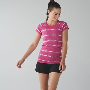 Lululemon Swiftly Tech Short-Sleeve Shirt, Pink and White (Size 8)